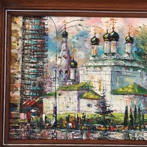 Vintage multicolored original oil painting